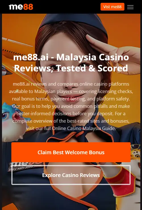 Current me88 mobile website interface displayed in a smartphone-sized browser view